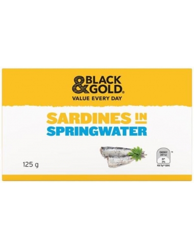 Black & Gold Sardinas en agua de primavera 125gm x 24