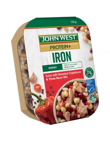 John West Protein Plus Tuna mit Roast Capsicum & Three Bean Mix 170gm x 5