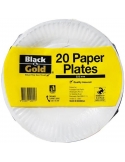 Black & Gold Paper Plates 225mm 20 Pack x 24