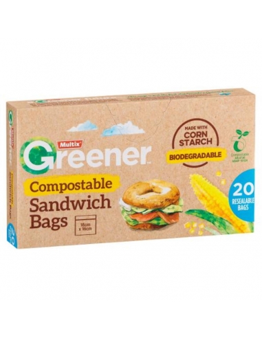 Multix Grüner kompostierbare Sandwichbeutel 20 Pack x 7