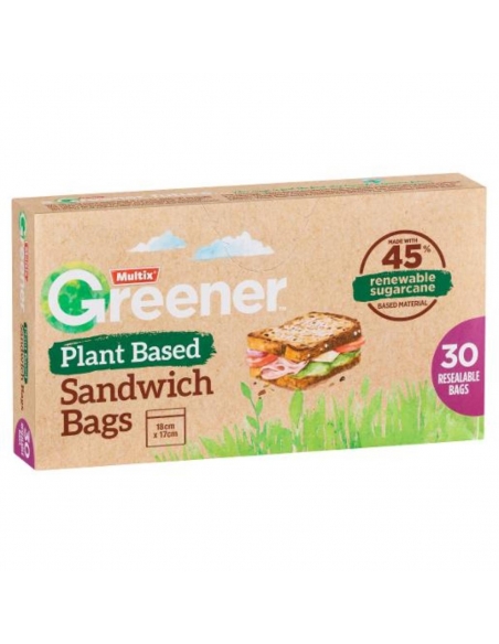 Multix Greener Plant Based Sandwich Bags 30 Pack x 6