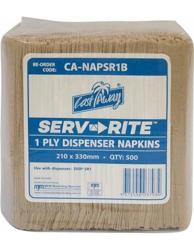 Cast Away Dispenser Brown Servrite Napkin 1ply 500 Pack x 1