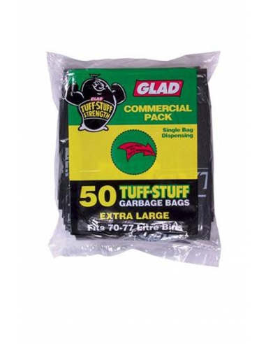 Glad Bolsa de basura de trabajo pesado negro 50 paquete x 4