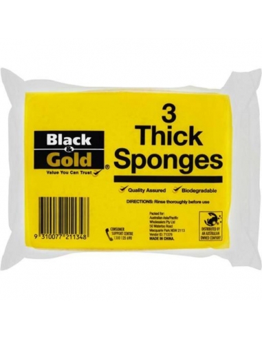 Black & Gold Piense en las esponjas 3 Pack