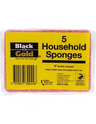 Black & Gold Household Sponges 5s x 12