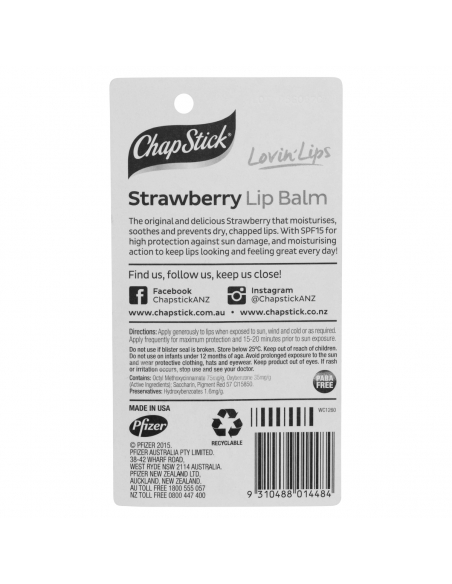 Chapstick Odżywka do ust Truskawka Spf 15+ Blister 4,2g