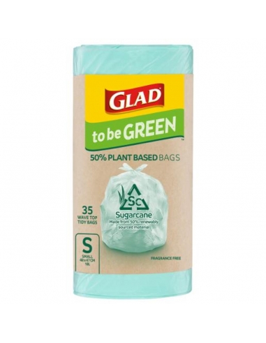 Glad 50% Planta base 50% Bio Wave Top cocina bolsas de color 35 paquete x 12