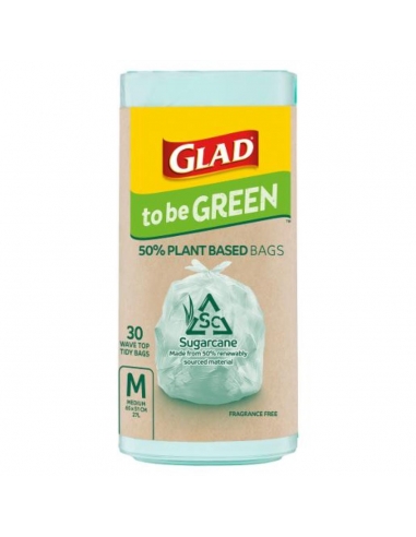 Glad 50%plant Based 50% Bio Wave Top Kitchen Tidy Bags Med 30 Pack x 12