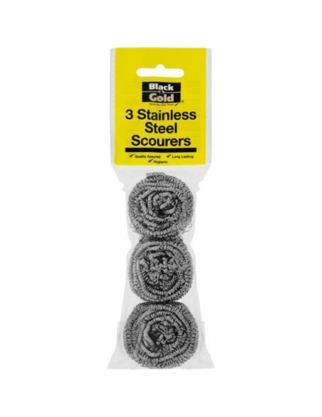 Black & Gold Stainless Steel Scourers 3 Pack x 12