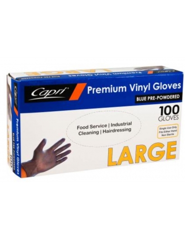 Capri Gloves Vinyl Large Blue Powdered 100 Pack x 1