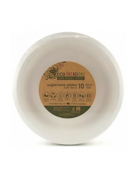 Alpen Sugarcane Lunch Plate White 18cm 10 Pack x 1