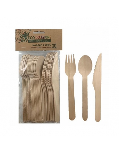 Alpen Wooden Cutlery Set Natural 30 Pack x 1