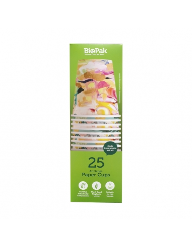 Bicchieri di carta Biopack serie Art da 280 ml, confezione da 25