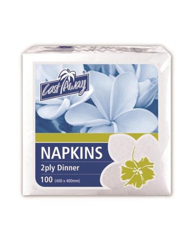 Cast Away Napkin 2ply Abendessen Weiß 200 x 200 mm (gefaltet) 400 x 400 mm (geöffnet) x 100