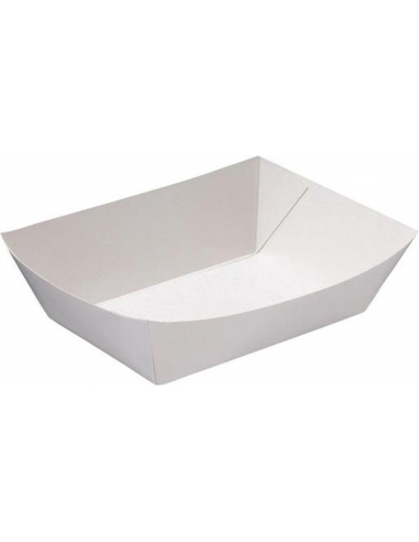 Cast Away Tray Cardboard Blanco Grande 170 por 95 mm base, 55 mm de alto x 100