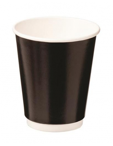 Cast Away Cups Double Wall Paper Hot Black 280ml x 25