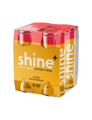 Shine+ Melocotón Maracuyá 250ml Paquete de 4 x 6