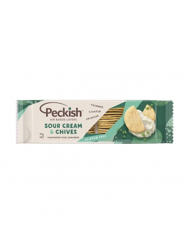 Peckish Rice Cracker Thins Crema de azufre " Chives 90g x 1