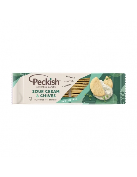 Peckish Rice Cracker Thins Crema de azufre " Chives 90g x 1