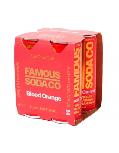 Famous Soda Naranja Sanguina Lata 250ml 4 Pack x 6