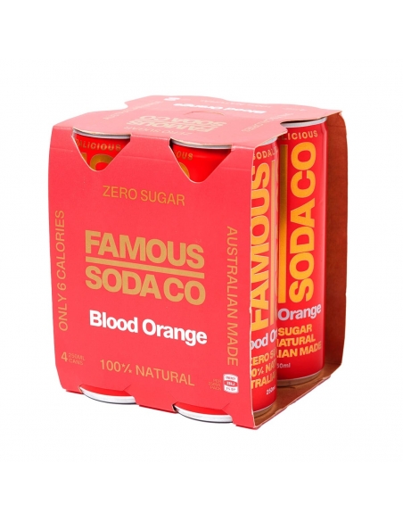 Famous Soda Naranja Sanguina Lata 250ml 4 Pack x 6