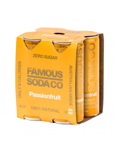 Famosa soda frutto della passione lattina da 250 ml, confezione da 4 x 6