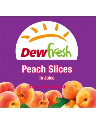 Dewfresh Peaches Sliced In Juice 3 Kg Can