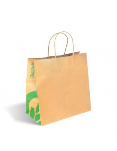 Biopak Taschen Papier groß mit Twist Griff recycelt (fsc) 250 Pack Karton