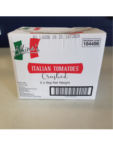 Alfinas Tomatoes 100% Crushed Italian 5kg Carton x 2