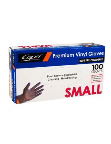 Capri Guantes Vinyl Azul Pequeño Powdered 100 Packet