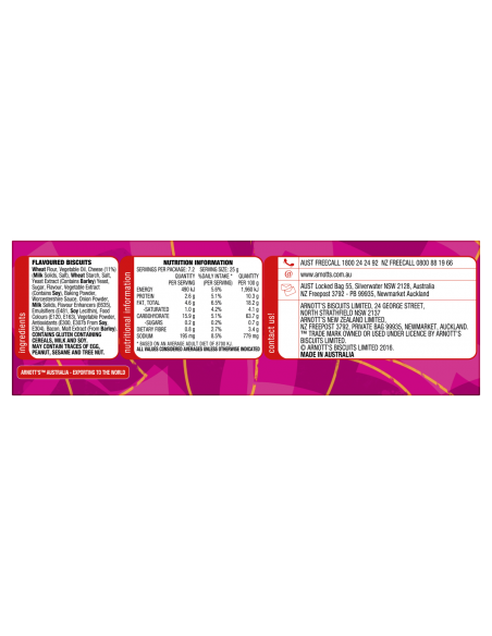 Arnotts Forma queso y tocino 180g