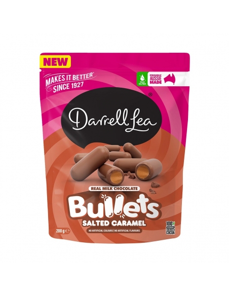 Darrell Lea Milk Chocolate Bullets Salted Caramel 200g x 12
