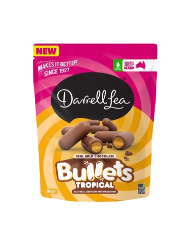 Darrell Lea Bullets di cioccolato al latte tropicale 200 g x 12