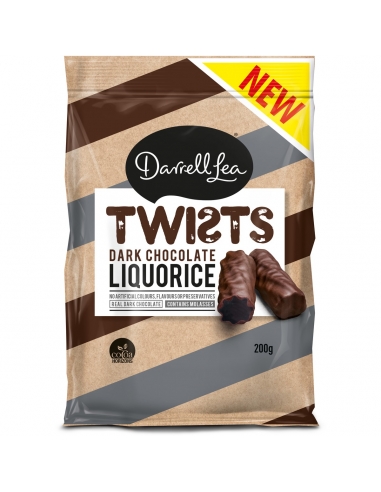 Darrell Lea Donker Chocolade Licorice Twists 200g x 12