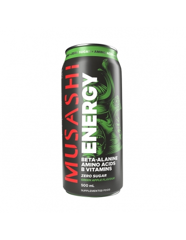 Musashi Energy Drink Green Apple 500ml x 12