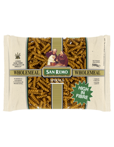 San Remo Pasta Spirals wholemeal No 131 500 Gr Packet