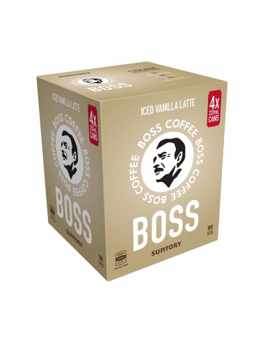 Boss Coffee Iced Vanilla Latte 237ml 4 Pack x 6