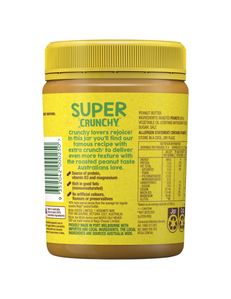 Bega Super Crunchy Peanut Butter 470gm x 6