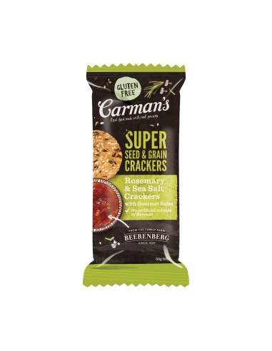 Carmans Crackers To Go Rosemary Sea Salt With Salsa 50g x 8