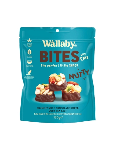 Wallaby Nutty Crunch Nueces Chocolate Bañadas con Sal Marina 130g x 8