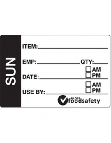 Fildes Labels Removable Prep Sunday 49 X 75mm 250 Pack Roll