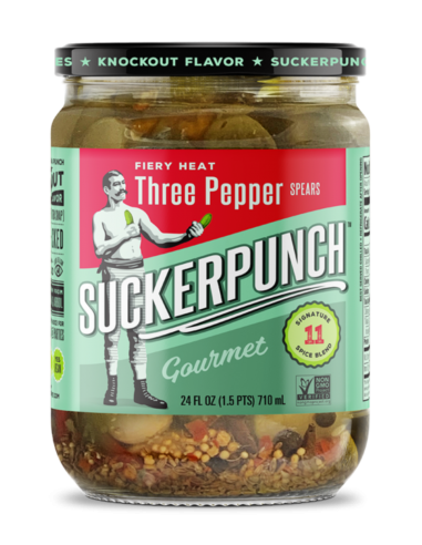 Suckerpunch Pickles Spears Fiery Three Pepper 710 ml