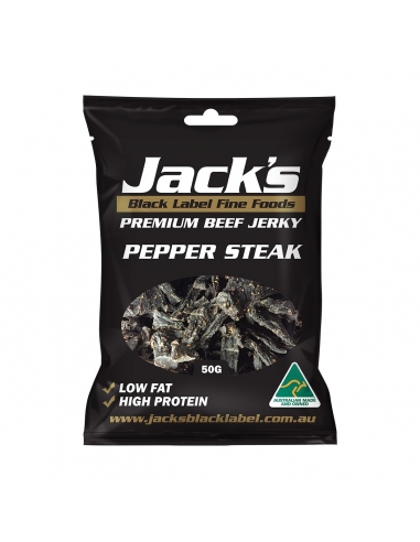 Jack's Black Label Premium Steak de bœuf séché au poivre 50 g x 12