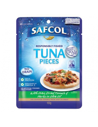 Safcol Gourmet Auf der Go Tuna mit Thunfisch & Ofen geschliffen Tomaten Pouch 100gm
