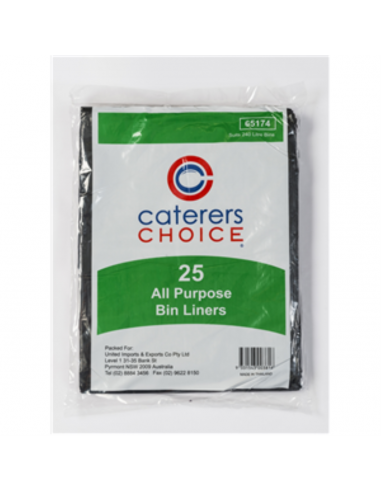 Cater Clean Bags Garbage 240lt Black All purpose 25 Pack Pack Pack