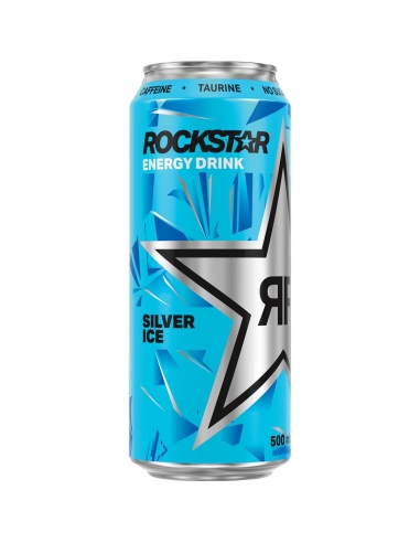 Rockstar Lattine per ghiaccio argento senza zucchero da 500 ml x 12