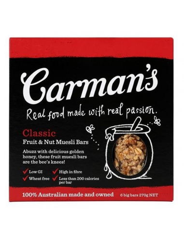 Carmans Barras Muesli Classic Paquete de 6 270 g x 6