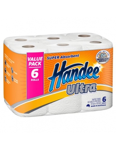 Handee Ultra White Paper Towels 2ply 6s x 1