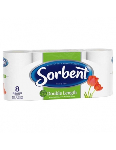 Sorbent Toilet Tissue Double Length White 8 Pack x 5