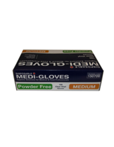Workplace Gloves Vinyl Clear Medium Powder Free 100 Pack x 1